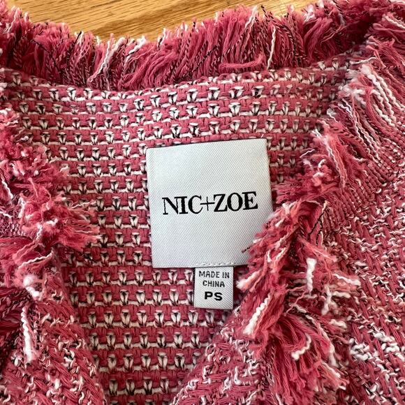 Nic + Zoe Fringe Mix Knit Dusty Rose Blazer Jacket - Small Petite - Picture 7 of 13